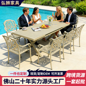 Ensemble de table de jardin en aluminium coulé pour 4 personnes, résistant aux intempéries, mobilier de cour contemporain - Product Image 5