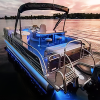 Bateau ponton en alliage d'aluminium Allhouse Sundeck de 23 pieds avec logo personnalisé, salon avant et auvent Bimini, télécommande, haute vitesse