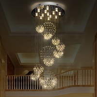 Luminaire suspendu en cristal de luxe moderne Lustre décoratif suspendu pour escalier d'hôtel et salon Lustre en cristal à LED