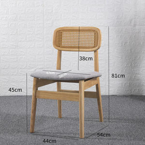 Silla de Comedor Moderna de Madera Maciza con Respaldo de Ratán, Asiento de Cuero Sintético Negro, Diseño de Mediados de Siglo, Muebles para el Hogar y Restaurantes - Product Image 6