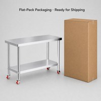 Table de préparation roulante en acier inoxydable avec roulettes et étagère inférieure pour la transformation alimentaire, boucherie, cuisine commerciale