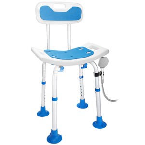 Tomoyuki Shower <b>Stool</b> Aluminum Alloy Blue <b>Adjustable</b> <b>Height</b> With Showerhead For Elderly Bathroom Use - Product Image 5