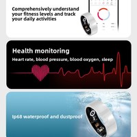 Bague connectée en acier titane avec suivi de la fréquence cardiaque, de l'oxygène sanguin et du sommeil, étanche IP68, tracker de santé et de fitness pour hommes et femmes