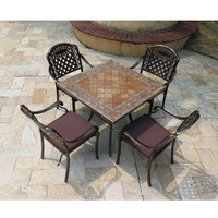 Muebles de Patio, Juegos de Muebles de Jardín para Exteriores, Mesa de Azulejos de Cerámica y Silla Moderna de Aluminio