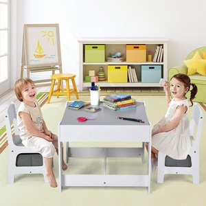 Set Tavolo e Sedie per <span class=keywords><strong>Bambini</strong></span> con Piano Doppio e Contenitore, Scrivania Attività in <span class=keywords><strong>Legno</strong></span> per <span class=keywords><strong>Bambini</strong></span>, Arredamento per Asilo - Product Image 2
