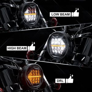 Faro LED de 5-3/4 pulgadas (5.75) con lente ámbar DRL compatible con Dyna Street <span class=keywords><strong>Bob</strong></span> Super Wide Glide Low Rider Night Rod <span class=keywords><strong>Train</strong></span> - Product Image 3