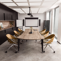 Banc de bureau linéaire OMNI pour six personnes avec système de gestion des câbles, idéal pour les mobilier de bureau