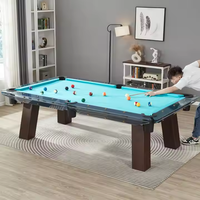 Table de billard de luxe moderne personnalisable et durable avec rails en verre, poches en cuir et verre cristallin, pour usage commercial en acier inoxydable
