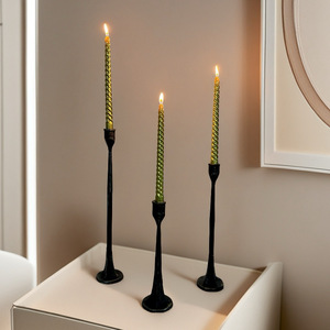Black Cast Iron Candlestick Set Round Stemmed <b>Candle</b> Holder Wedding Decoration Candlelight <b>Dinner</b> Ornament - Product Image 1