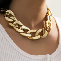 Collier unisexe rétro à breloques en chaîne hip-hop en plastique, style européen et américain, pour anniversaire