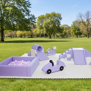 Area Giochi Morbida per Bambini Personalizzata a Prezzo di Fabbrica, Attrezzatura da Interno Viola con Piscina di Palline Quadrata e Macchinina Giocattolo per Feste per Bambini - Product Image 1