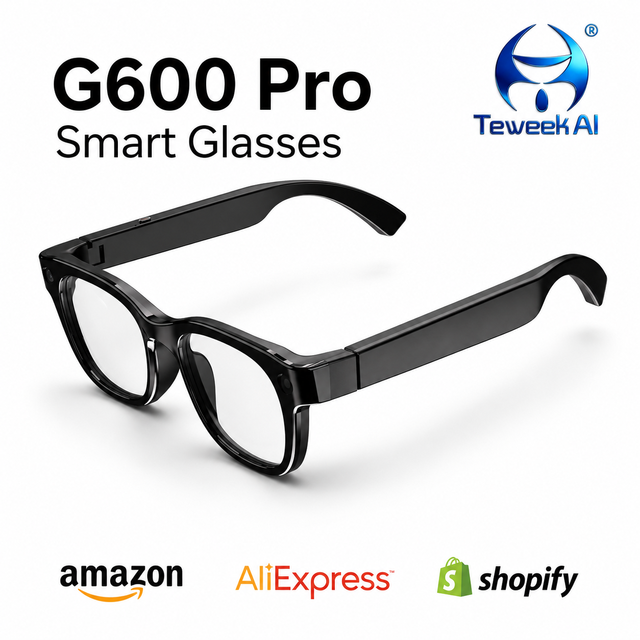 G600 Pro AI Smart Camera Glasses Selfie Monitor Screen 13MP First Person View Recorder Dual Band WiFi6 7H Play Open Ear Audio