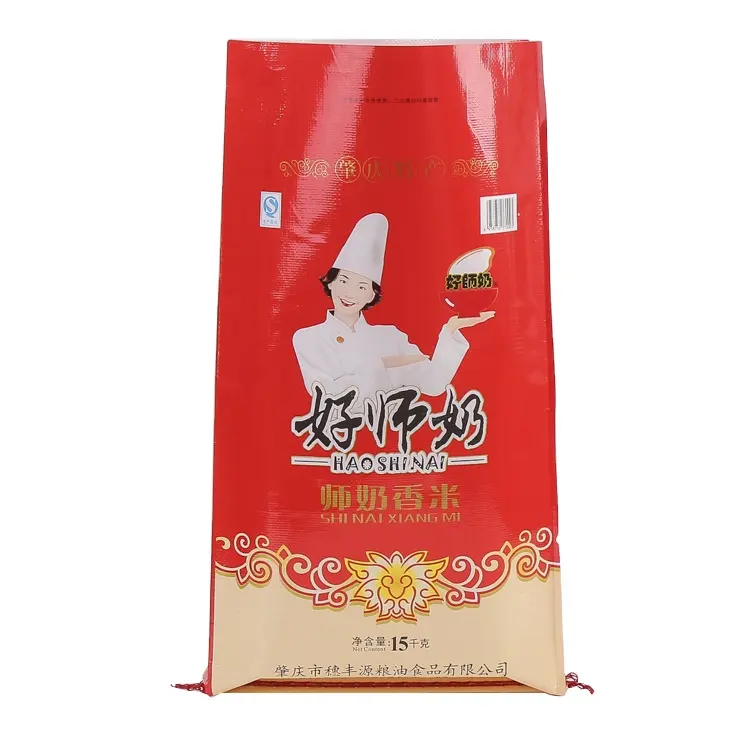 Plastik dokuma pirinç paketleme torbası, lamine pp dokuma pirinç çuval, satılık 50kg şeffaf pirinç çuvalı