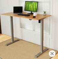 Bureau de travail à domicile moderne convertible, électrique, réglable en hauteur (assis-debout), avec cadre en bois, boîtier de commande et moteur unique