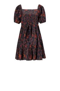 Robe mini élégante en coton tissé à la main, coupe évasée, à motifs floraux, très demandée, pour femmes, en tissu de coton doux, disponible à la vente - Product Image 2