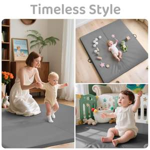 Colchón Plegable de Cuero Vegano para Bebé, Estera para Parque Infantil, 3cm, Espuma Extra Gruesa, Toallita No Tóxica, Listo para Viajar - Product Image 6