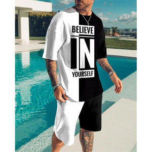 Custom Summer <strong>3D</strong> Graphic Print 2 Piece Jogging Suit Mens <strong>T</strong> <strong>Shirt</strong> and Shorts Set - Product Image 4