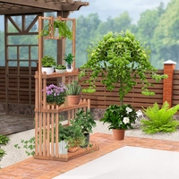 Étagère suspendue à 3 niveaux pour plantes en bois Jardin Salon Pots de fleurs Grande jardinière Présentoir pour balcon