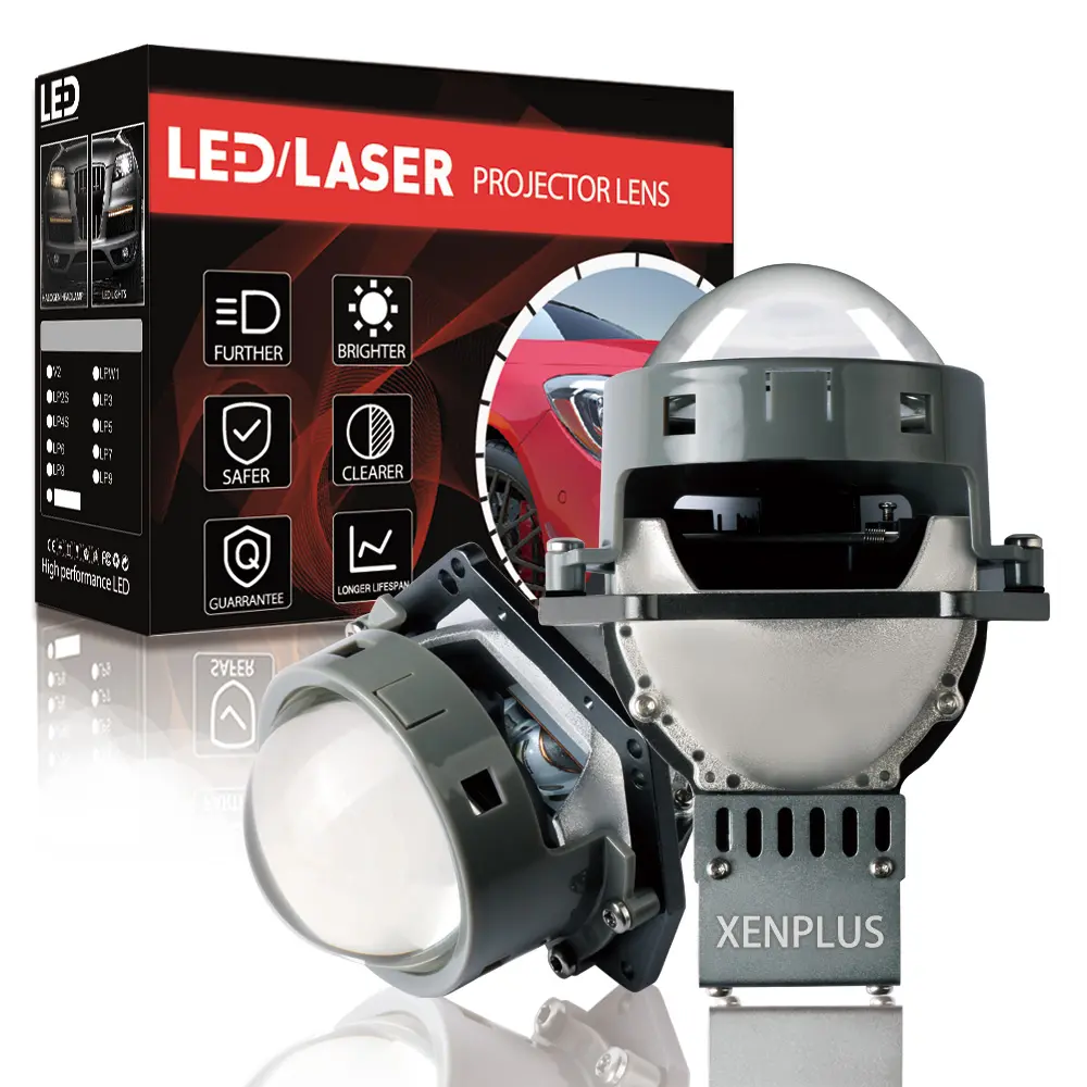 Xenplus 올인원 LED 자동차 헤드 라이트 프로젝터 렌즈 6000k 12V LED 레이저 스마트 더블 라이트 렌즈