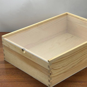 Solid Wood Storage Box Rectangle Pine Wood Acrylic Lid Natural Color <b>Drawer</b> Style Organizer - Product Image 3