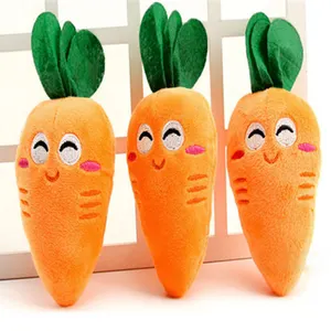 NewPet Supply Soft Fleece Smiling Carrot Cute Dog Chew Squeak Toys For Small Dog Puppy Squeaky Plush Sound Cute Vegetable Carrot