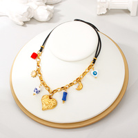Collier avec pendentif cœur en acier inoxydable plaqué or 18 carats, bijoux de luxe de haute qualité, résistant à la décoloration, collier en acier inoxydable