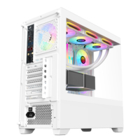 Gabinete de PC ATX 2024 con Panel Lateral de Vidrio Templado Completo, Kit de Refrigeración Líquida para CPU de 240 mm, 4 Disipadores de Calor, Torres de Gabinete para Jugadores