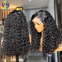Perruques en cheveux humains bouclés birmans à 250 % de densité, perruque frontale HD 13x4 13x6 en dentelle complète, 100 % cheveux humains avec pointes en spirale, noir naturel