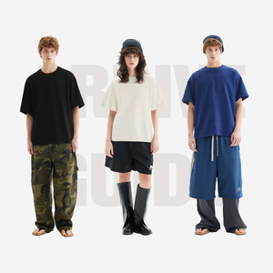 T-shirt à manches courtes pour homme, col rond, double fil, coton pur, respirant, coupe ample, décontracté, pour tous les jours - Product Image 1