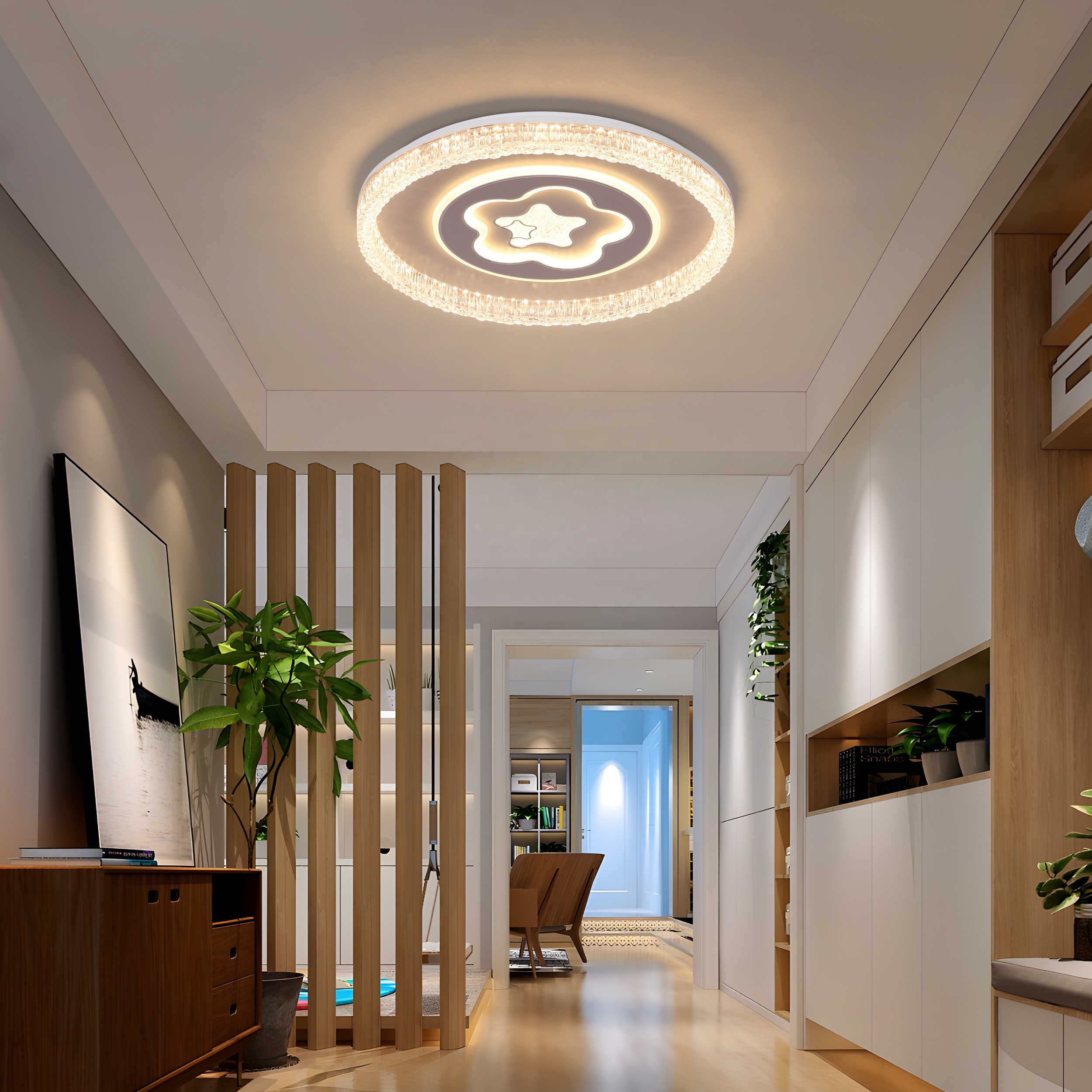 Round Led Ceiling Lamps Modern Design Dimmable Bedroom Ceiling Light Kids Children Room Ceiling Lamp 80W Tri Colors