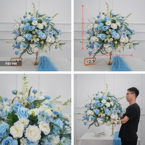 Fleurs artificielles DKB en gros, décoration <span class=keywords><strong>de</strong></span> mariage, centre <span class=keywords><strong>de</strong></span> <span class=keywords><strong>table</strong></span> pour banquet, grande boule <span class=keywords><strong>de</strong></span> fleurs artificielles bleue et blanche <span class=keywords><strong>de</strong></span> 70 cm - Product Image 3