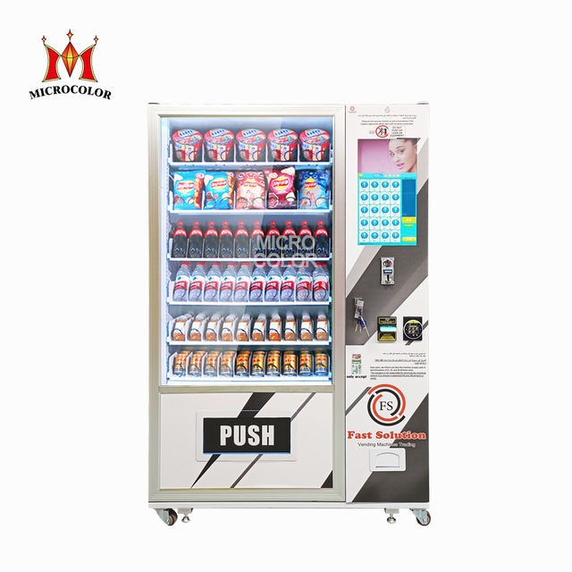 Customized 24-hour Touch Screen Vending Machine Combo Foods Drinks Coin Operation SDK Enabled Cloud-Based Management