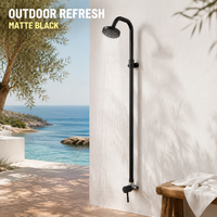 Juego de ducha de pared para exteriores, negro mate, con grifo de cuello de cisne, para piscina, playa, jardín, venta al por mayor de fábrica