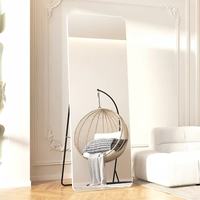 Miroir sur pied moderne pleine longueur en verre HD avec cadre métallique, mobile et mural pour chambre à coucher, taille standard, directement de l'usine