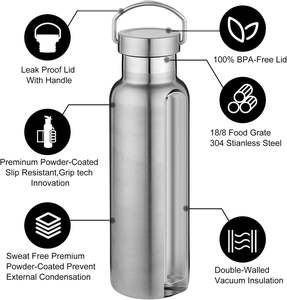 20oz Insulated Water Bottles Stainless Steel Double Wall Sport Bottle With Lid Of Handle Metal Reusable Thermoses Flask - Product Image 3