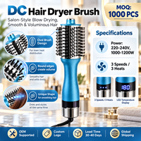 Nouvelle Arrivée Brosse Sèche-Cheveux Ovale DC 1000-1200W 3 Vitesses Chauffantes Affichage LED pour Coiffure Volume Cheveux Maison et Salon