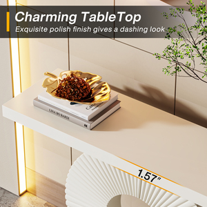KUSIMI Tables consoles d'entrée en bois au design géométrique classique et élégant, couleur blanc, pour couloir et entrée - Product Image 6