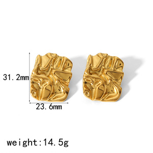 European American Style Geometric <b>Stud</b> <b>Earrings</b> 18K Gold Stainless Steel Fashion Women's Party Jewelry TE6432 G - Product Image 4