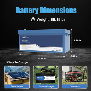 GSP <b>48V</b> 100Ah LiFePO4 <b>Battery</b> 5120Wh Deep Cycle Lithium <b>Battery</b> Pack For Golf Carts Solar RV Marine Boat Home Emergency Power - Product Image 5