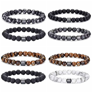 Bracelets perlés tendance en <span class=keywords><strong>pierre</strong></span> de paon, <span class=keywords><strong>pierre</strong></span> <span class=keywords><strong>noire</strong></span> de galle, œil de tigre, vente en gros de bracelets en pierres précieuses - Product Image 1