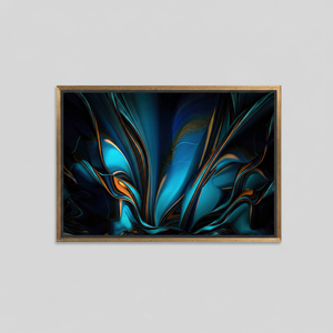 Modern Abstract Blue and Orange <b>Canvas</b> Art: Vibrant <b>Wall</b> Decor Print,GOLD FRAMED <b>CANVAS</b> - Product Image 2