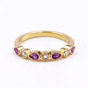 Bague Tianyu Gems personnalisée en or jaune 18 carats plaqué, saphir et diamant, sertissage clos, classique, pour usage quotidien - Product Image 1