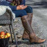Nouvelles bottes d'hiver pour femmes à talon fer à cheval et fermeture éclair, grande taille - Style européen et américain