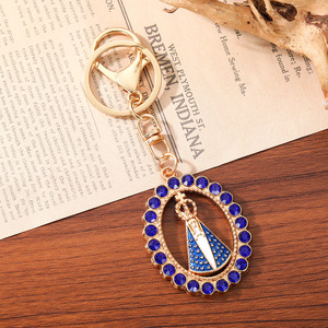 Llavero Portamonedas <span class=keywords><strong>de</strong></span> Aleación <span class=keywords><strong>de</strong></span> Zinc con Milagros Católicos, Virgen María, Concepción, Nossa Senhora Da Aparecida, Pedrería, Dorado, Luminoso - Product Image 4