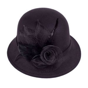 Wholesale Spring and Autumn New Elderly Women Woolen Net Flower Bowler Hat Old Lady Pot Winter Wool Fedora Hat - Product Image 6