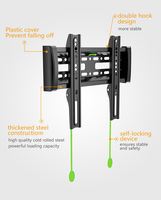 Zeno Wholesale Fixed Tv Mount Supcline untuk TV LCD/LED 14"-45" Heavy Duty Baja VESA 200x200 Braket TV Ruang Tamu C1-F
