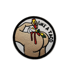 Écusson rond brodé drôle avec motif 'LIKE a TACO', en tissu de qualité 'ASS With Taco', à coudre sur sacs, chapeaux, polos, vestes - Product Image 6