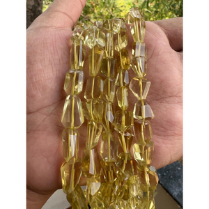 Cuentas facetadas de cuarzo limón de la mejor calidad A A A+ de 8'' (9x10mm-11-15mm aprox.) en hebra de 20cm, suministros de piedras preciosas a precio mayorista. - Product Image 1