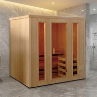 Cabina de Sauna Infrarroja de Madera Sólida Canadiense con Ventanas Transom, Panel de Control Computarizado, 220V, Modelo HOT 1 para 2 Personas