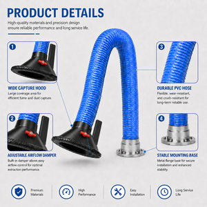 Bras d'extraction flexible sur mesure, plus long et étendu, pour extracteurs d'air – Fourniture directe usine - Product Image 3
